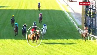 Melbourne Cup-winning jockey warned for pushing another rider after the line