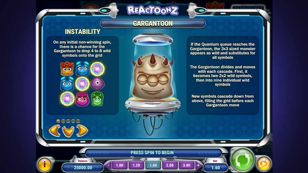 Printscreen of Reactoonz slot Gangantoon feature