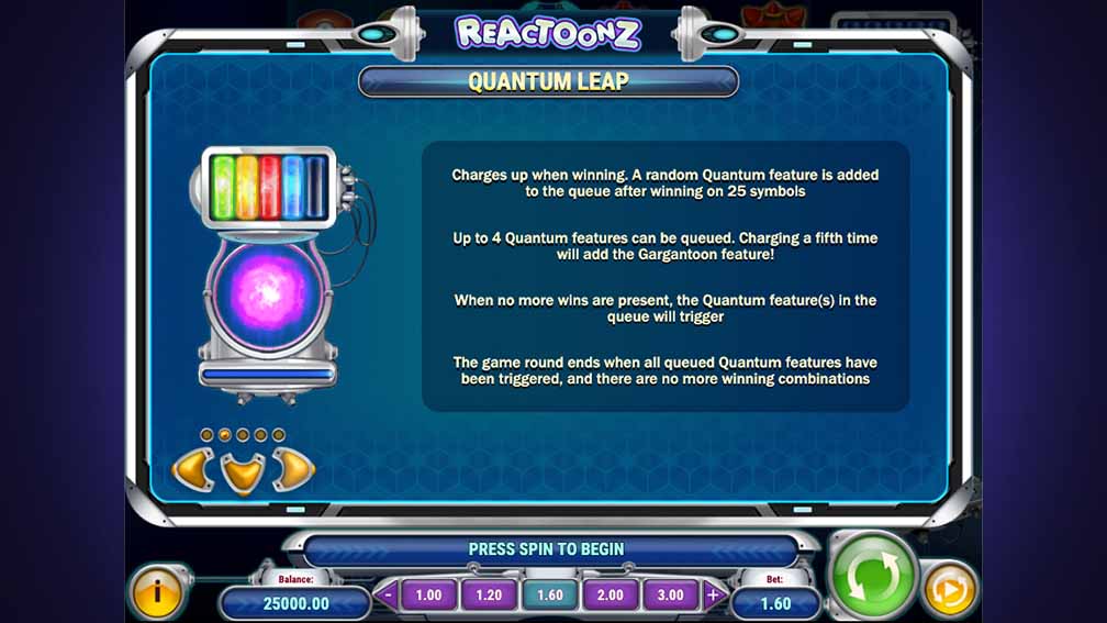 Printscreen of Reatoonz slot Quantum Leap feature